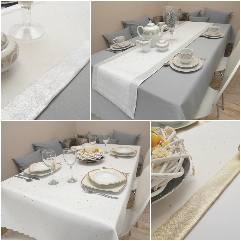 Obrus plamoodporny DE LUX KROPKI